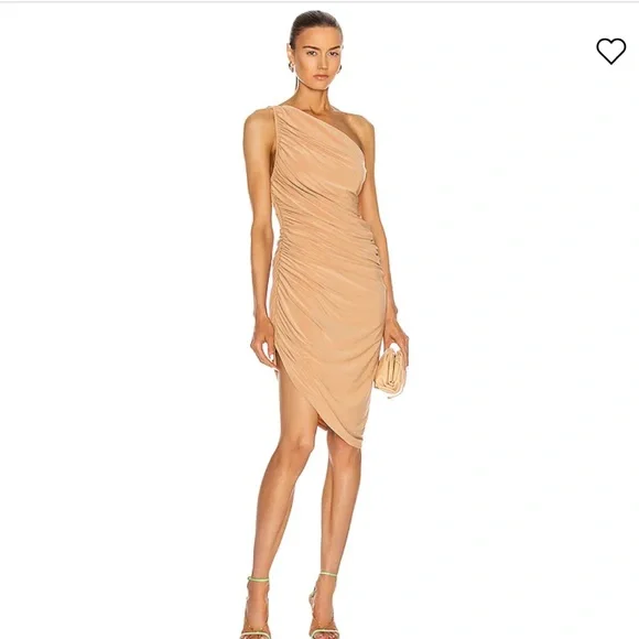 Norma Kamali | Dresses | Norma Kamali Diana Ruched Mini Dress In Tan |  Poshmark